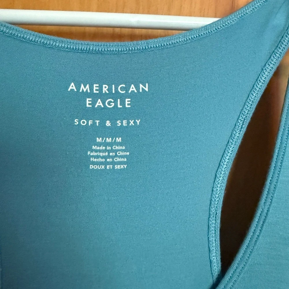 American Eagle Outfitters Teal Blue Racerback Tank Top - Picture 2 of 4